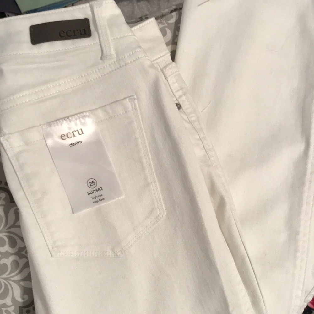 ECRU High Rise Crop Flare Jeans